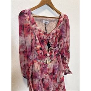 Elliatt Evalina Longsleeve Mini Dress Revolve Size S NWT Rare Sample Floral Pink